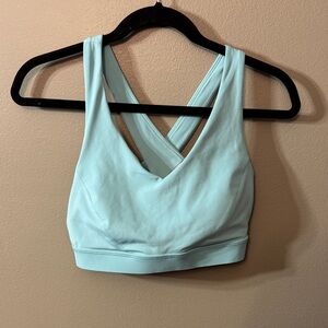 Lululemon Light Blue Cross-Back Sports Bra. Size 10 with removable pads